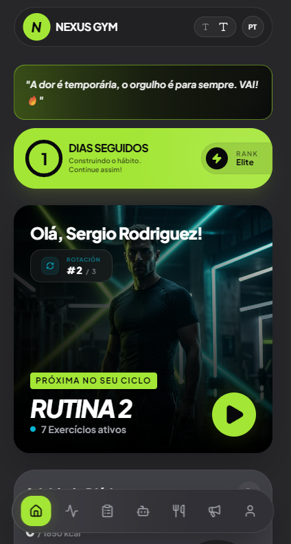 Tela inicial do app MiloGym